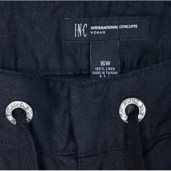 *INC International Concepts Linen Pant Womens 16W Black Summer Coastal Resort - Picture 5 of 6